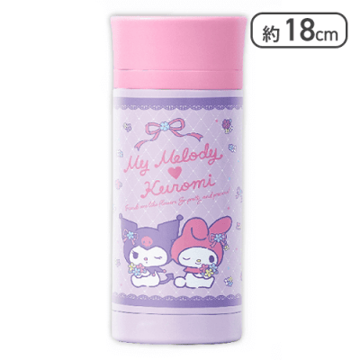 【パープル】マイメロディ クロミ パステルフラワーステンレスボトル