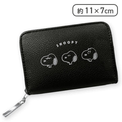 【ブラック】スヌーピー コンパクトファスナーウォレット3