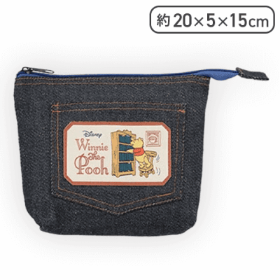 【ブラック】くまのプーさん プレミアムデニム風ポーチ