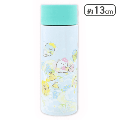 【ブルー】すみっコぐらし ざっそうとようせいのお花畑 ステンレスミニボトル