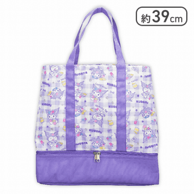 クロミ くすみギンガム保冷ポケット付き2段トートバッグ