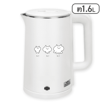 【ホワイト】たこねこ 大容量電気ケトル