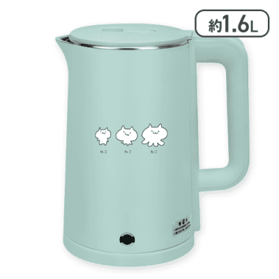 【アイスグリーン】たこねこ 大容量電気ケトル