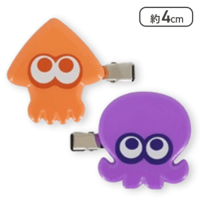 【単品配送不可】【オレンジ×パープル】スプラトゥーン3ヘアクリップ