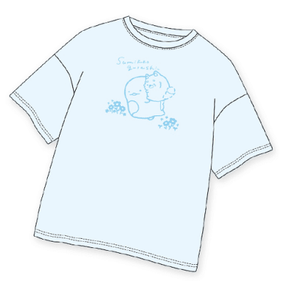 【ブルー】すみっコぐらしBIGワイドTシャツ（こいぬといぬごっこ）