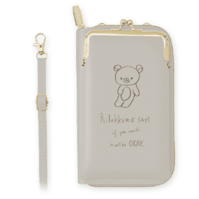 【リラックマ(グレー)】リラックマ Rilakkuma Style ウォレット付きスマホショルダーポーチ