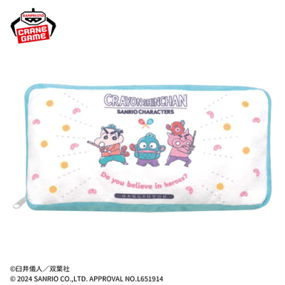 ブルー】クレヨンしんちゃん×サンリオキャラクターズ ロングポーチ