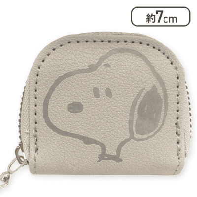 【グレージュ】スヌーピー　ミニコインケース