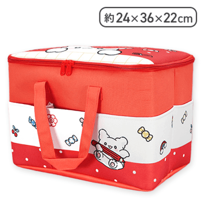 【レッド】はなまるおばけ 大きなポッケ付きバスケット
