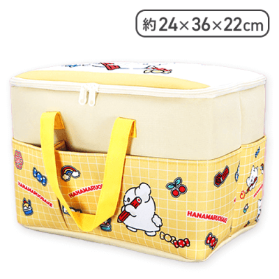【イエロー】はなまるおばけ 大きなポッケ付きバスケット