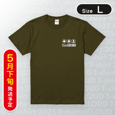 【カーキ/L】PlayButtonTシャツ　※5月下旬発送