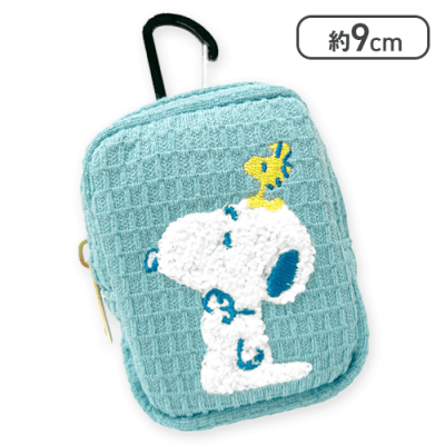 【ブルー】スヌーピー サガラ刺繍ワッフルミニポーチ2