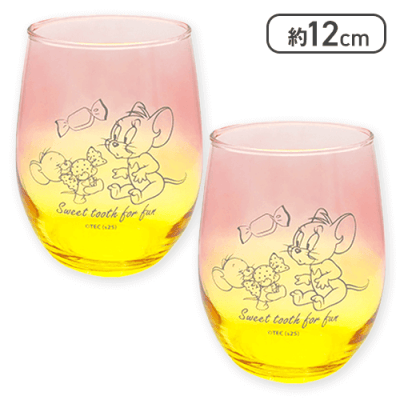 【ピンク＆イエロー】トム＆ジェリー グラデーションペアグラス