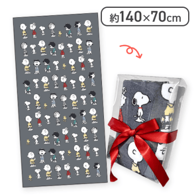 【グレー】スヌーピー リボンBOXバスタオル