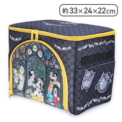 【ブラック】ミッキー＆フレンズ ステンドグラスホラーナイト ステンドグラス風クリア収納ケース