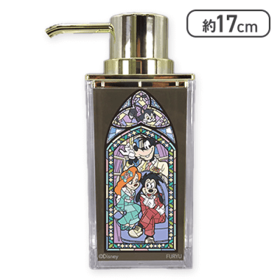 【グーフィー&マックス&ロクサーヌ】ミッキー＆フレンズ ステンドグラスホラーナイト ステンドグラス風ソープディスペンサー