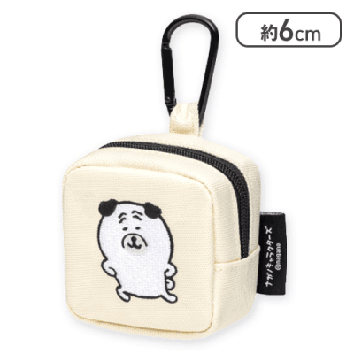 【パグさん】ナガノキャラクターズ カラビナ付き刺繍スクエアポーチ