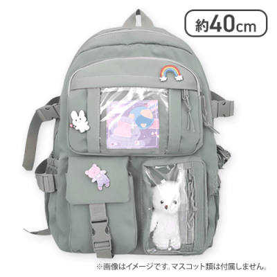 【カーキ】クリアポケットマルチバックパック