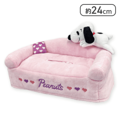 【ピンク】スヌーピーマスコット付きティッシュカバー