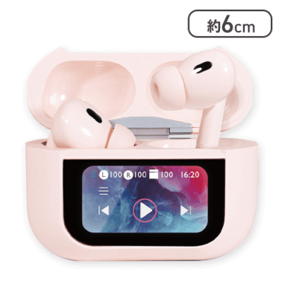 【ピンク】液晶タッチパネル付き　TWSイヤホン　Awesome3