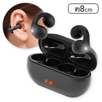 【ブラック】イヤーカフスタイルTWSイヤフォン