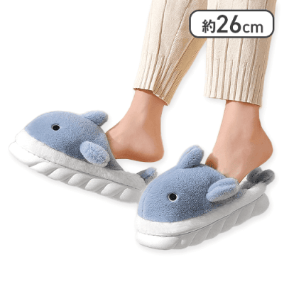 【ブルー】厚底サメさんスリッパ