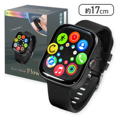 【リッチブラック】2.0インチ タッチスクリーン スマートウォッチFlow