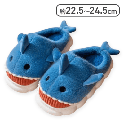 【ブルー】シャークふわふわサンダル
