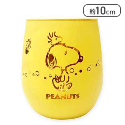 【イエロー＆ブロンズ】スヌーピー　キラキラメッキグラス2