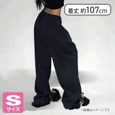 【ブラック(S)】オーバーサイズスウェットパンツ