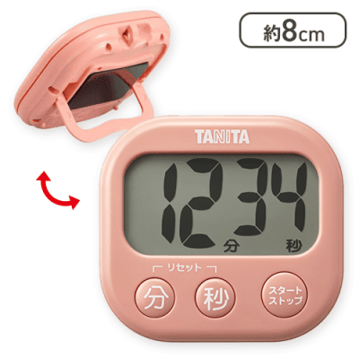 タニタ でか見え 抗菌でか見えタイマー コーラルピンク