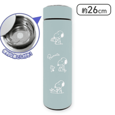 【ブルー】スヌーピー　温度センサー付きステンレスボトル9