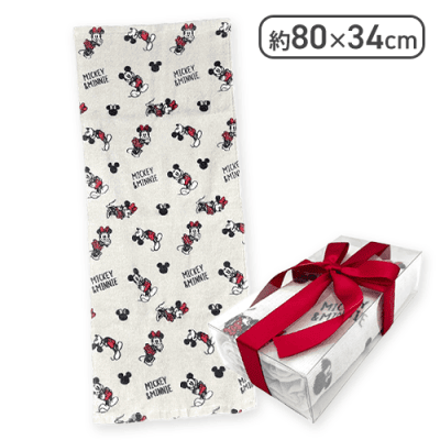 【ホワイト】ディズニーリボンBOXフェイスタオル