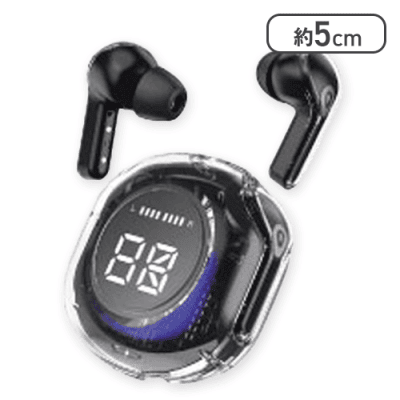 【ブラック】ライティングTWSクリアイヤフォン