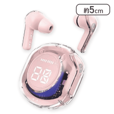 【ピンク】ライティングTWSクリアイヤフォン