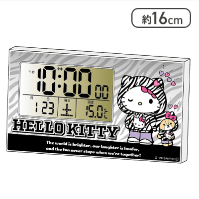 【ブラック】ハローキティ横型電波クロック