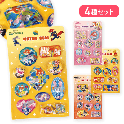 【ミッキーアンドミニー＆プーさん＆プリンセス＆ズートピア】ディズニーウォーターシール
