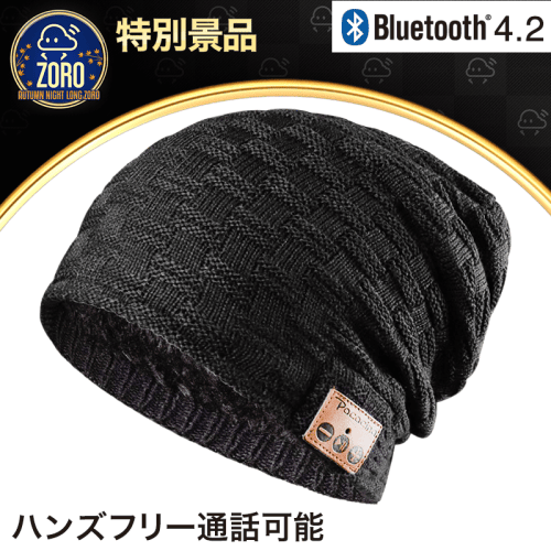 【数量限定】Bluetoothイヤホン付 ニットキャップ ブラックBタイプ