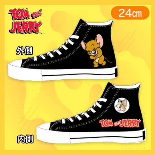 【ブラック 24cm】トムとジェリー ハイカットスニーカーver.6