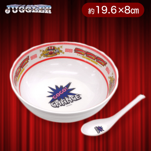 【ホワイト】ジャグラー　ラーメンどんぶり&レンゲセット
