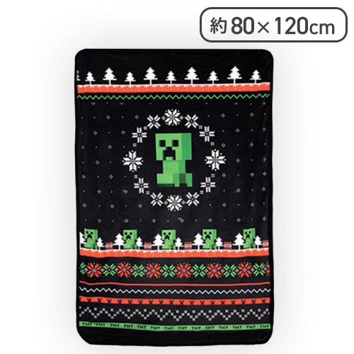 【ブラック】マインクラフト Seasons Greetingsデザインブランケット