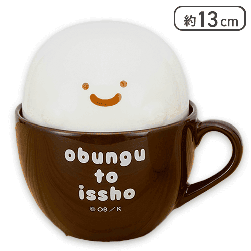 【ブラウン】お文具といっしょ ラテアート風ふた付きマグカップ