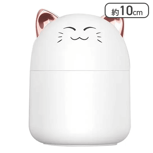 【ネコ（ホワイト）】アニマルUSB充電式超音波ミニ加湿器