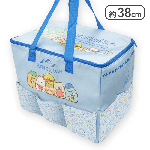 【ブルー】すみっコぐらし すみっコキャンプ 5ポケット付き保冷バッグ