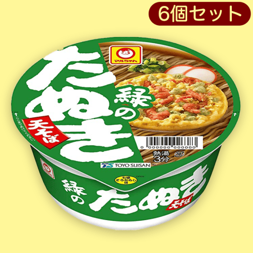 【6個セット】マルちゃん 緑のたぬき天そば※賞味期限:2024/08/01
