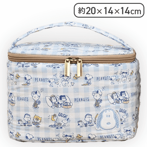 【ブルー】SNOOPY プレミアムキルティングバニティポーチ