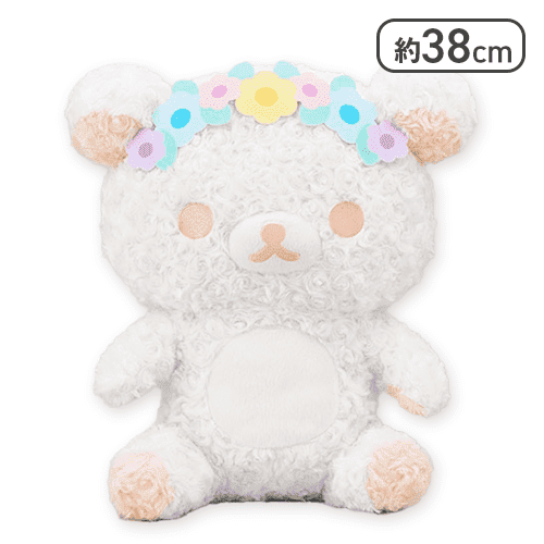 【ピンク】リラックマ 花かんむりホワイトローズぬいぐるみXL