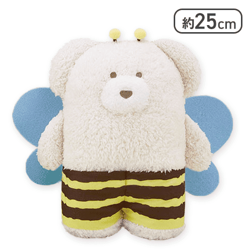 【単品配送不可】【クリーム】ほっこりモコモカ みつばちぬいぐるみBIG