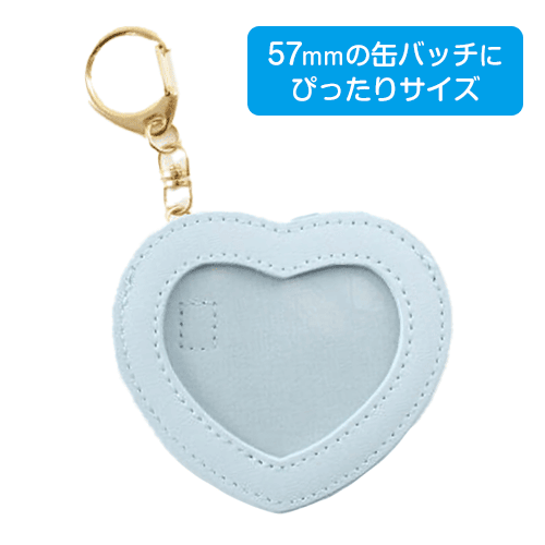 【ブルー】レザー風ハード缶バッチケース