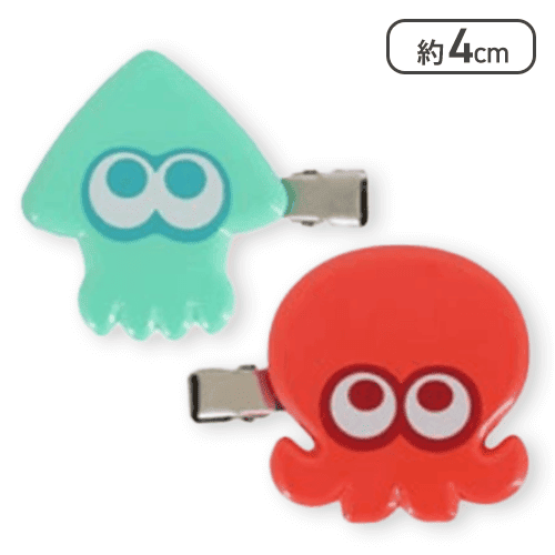 【単品配送不可】【ライトブルー×レッド】スプラトゥーン3ヘアクリップ